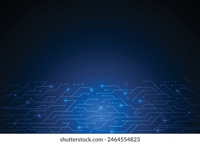 Abstract background with technology circuit board texture. Artificial intelligence electronic board. Communication and engineering concept. Vector illustration