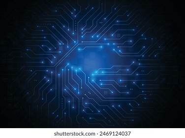 Abstract background with technology circuit board texture. Artificial intelligence electronic board. Communication and engineering concept. Vector illustration