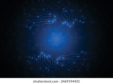 Abstract background with technology circuit board texture. Artificial intelligence electronic board. Communication and engineering concept. Vector illustration