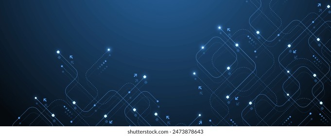 Abstract background with technology circuit board texture. Modern electronic motherboard texture. Engineering and communication concept for header, web banner, website, presentation