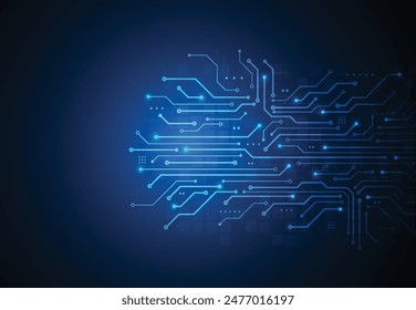 Abstrakter Hintergrund mit Technologie-Leiterplattenstruktur. Elektronische Karte für künstliche Intelligenz. Kommunikations- und Engineering-Konzept. Vektorillustration