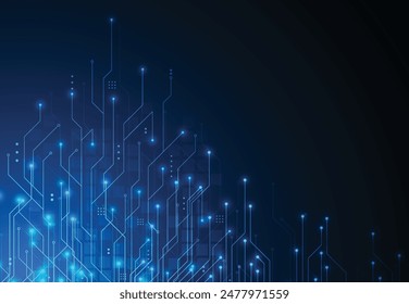 Abstract background with technology circuit board texture. Artificial intelligence electronic board. Communication and engineering concept. Vector illustration