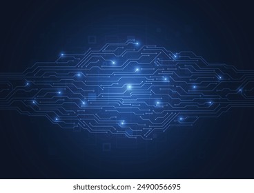 Abstract background with technology circuit board texture. Artificial intelligence electronic board. Communication and engineering concept. Vector illustration