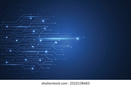 Fundo abstrato com textura de placa de circuito de tecnologia. Ilustração da placa-mãe eletrônica. Comunicação e conceito de engenharia. Ilustração vetorial