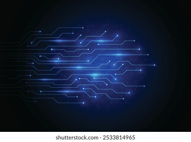 Abstract background with technology circuit board texture. Artificial intelligence electronic board. Communication and engineering concept. Vector illustration