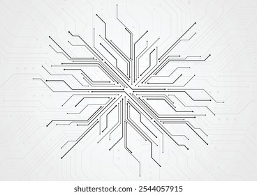 Fundo abstrato com textura de placa de circuito de tecnologia. Placa eletrônica de inteligência artificial. Comunicação e conceito de engenharia. Ilustração vetorial