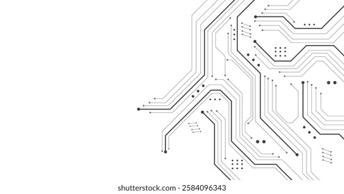 Abstract background with technology circuit board texture. Electronic motherboard illustration on a white background. 