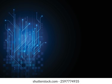 Abstract background with technology circuit board texture. Artificial intelligence electronic board. Communication and engineering concept. Vector illustration