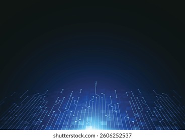 Abstract background with technology circuit board texture. Electronic motherboard illustration. Communication and engineering concept. Vector illustration