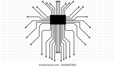 Fondo Abstractas con textura de placa de circuito de tecnología. Ilustración de placa base Electrónica. Concepto de comunicación e ingeniería. 
