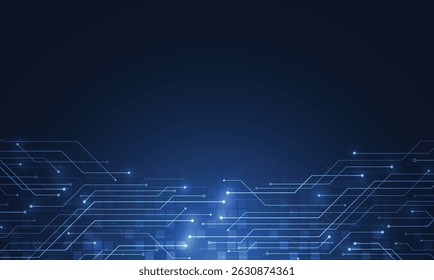Abstract background with technology circuit board texture. Electronic motherboard illustration. Communication and engineering concept. Vector illustration