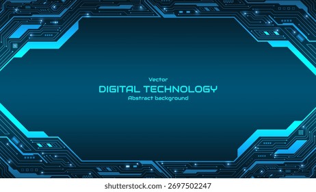 Fondo Abstractas con placa de circuitos de tecnología con una línea brillante y Elementos electrónicos. Sistema Electrónica de conexión de placa base. Ilustración vectorial para la Plantilla del Anuncio y del Web.