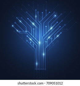 Abstract background with technology circuit board texture. Electronic motherboard illustration. Communication and engineering concept. Vector illustration