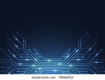 Abstract background with technology circuit board texture. Electronic motherboard illustration. Communication and engineering concept. Vector illustration