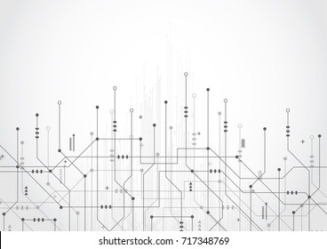 Abstract background with technology circuit board texture. Electronic motherboard illustration. Communication and engineering concept. Vector illustration