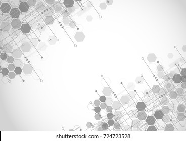 Abstract background with technology circuit board texture. Electronic motherboard illustration. Communication and engineering concept. Vector illustration