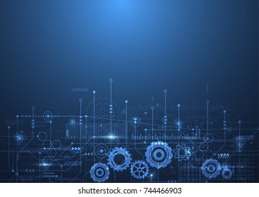 Abstract background with technology circuit board texture. Electronic motherboard illustration. Communication and engineering concept. Vector illustration