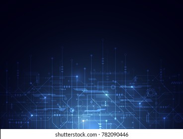 Abstract background with technology circuit board texture. Electronic motherboard illustration. Communication and engineering concept. Vector illustration
