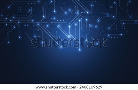 Abstract background with technology circuit board texture. Electronic motherboard illustration. Communication and engineering concept. Vector illustration