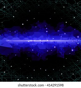 Abstract background with technology cloud, flares and connections