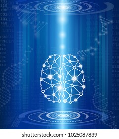 abstract background technology concept in blue light,brain and human body heal ,technology modern medical science in future and global international medical with tests analysis clone DNA human