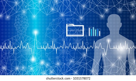 abstract background technology concept in blue light,brain and human body heal ,technology modern medical science in future and global international medical with tests analysis clone DNA human