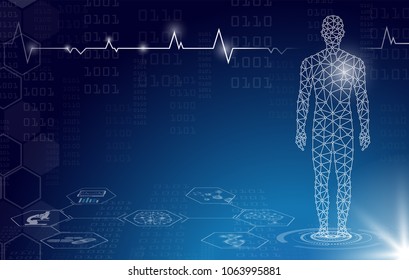 abstract background technology concept in blue light,brain and human body heal ,technology modern medical science in future and global international medical with tests analysis clone DNA human