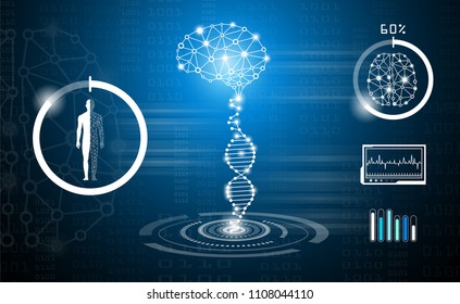 abstract background technology concept in blue light,human body heal,technology modern medical science in future and global international medical with tests analysis clone DNA human