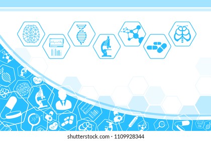 abstract background technology concept in blue light,brain and human body heal ,technology modern medical science in future and global international medical with tests analysis clone DNA human