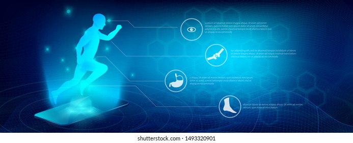 abstract background technology concept in blue light,human body heal,technology modern medical science in future and global international medical with mobile phone