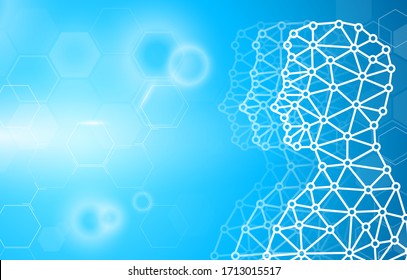 abstract background technology concept in blue light,brain and human body heal ,technology modern medical science in future and global international medical with tests analysis clone DNA human