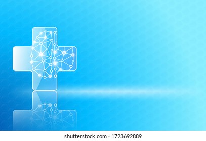 abstract background technology concept in blue light,brain and human body heal ,technology modern medical science in future and global international medical with tests analysis clone DNA human