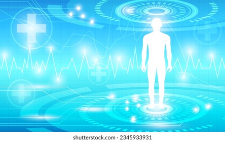 abstract background technology concept in blue light,brain and human body heal ,technology modern medical science in future and global international medical with tests analysis clone DNA human.