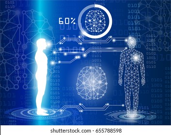 abstract background technology concept in blue light,human body heal,technology modern medical science in future and global international medical with tests analysis clone DNA human