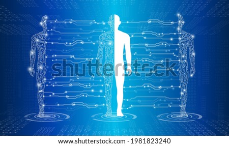 abstract background technology concept in blue light,brain and human body heal ,technology modern medical science in future and global international medical with tests analysis clone DNA human