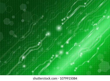 abstract background technology concept in green light,electronic and processor chip with connection network and transfer data other,science in future and global international with tests analysis