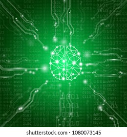 abstract background technology concept in green light,electronic and processor chip with connection network and transfer data other,science in future and global international with tests analysis