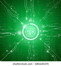 abstract background technology concept in green light,electronic and processor chip with connection network and transfer data other,science in future and global international with tests analysis