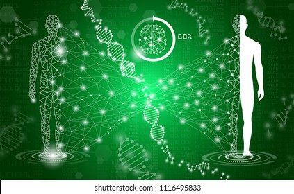 abstract background technology concept in green light,human body heal,technology modern medical science in future and global international medical with tests analysis clone DNA human