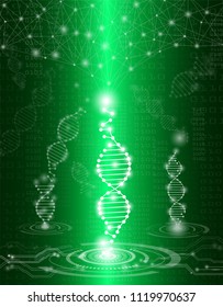 abstract background technology concept in green light,human body heal,technology modern medical science in future and global international medical with tests analysis clone DNA human