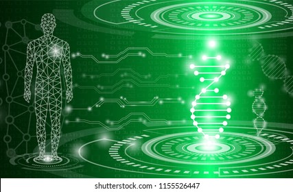 abstract background technology concept in green light,human body heal,technology modern medical science in future and global international medical with tests analysis clone DNA human