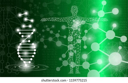 abstract background technology concept in green light,human body heal,technology modern medical science in future and global international medical with tests analysis clone DNA human