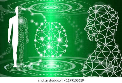 abstract background technology concept in green light,human body heal,technology modern medical science in future and global international medical with tests analysis clone DNA human