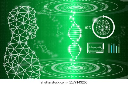 abstract background technology concept in green light,human body heal,technology modern medical science in future and global international medical with tests analysis clone DNA human