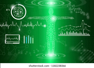 abstract background technology concept in green light,human body heal,technology modern medical science in future and global international medical with tests analysis clone DNA human