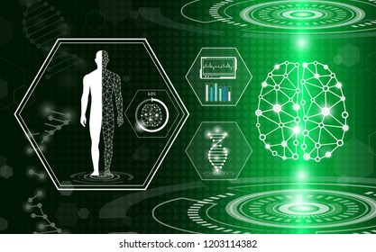 abstract background technology concept in green light,human body heal,technology modern medical science in future and global international medical with tests analysis clone DNA human
