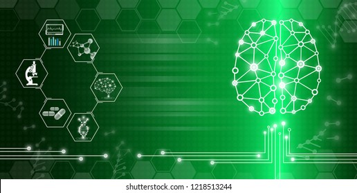 abstract background technology concept in green light,human body heal,technology modern medical science in future and global international medical with tests analysis clone DNA human