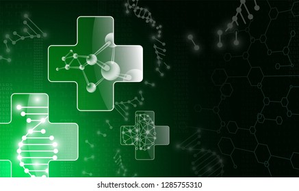 abstract background technology concept in green light,human body heal,technology modern medical science in future and global international medical with tests analysis clone DNA human