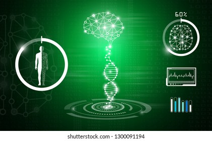 abstract background technology concept in green light,human body heal,technology modern medical science in future and global international medical with tests analysis clone DNA human