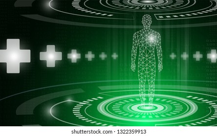 abstract background technology concept in green light,human body heal,technology modern medical science in future and global international medical with tests analysis clone DNA human